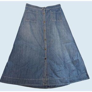 Vintage CHAPS Denim Maxi Full Button Skirt 90s / 00s Size LARGE